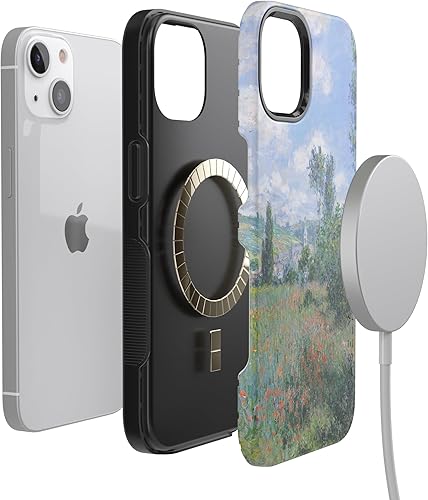 Vista 1093 de Casely Funda para iPhone 13 Compatible con MagSafe Color Splash de medianoche Funda retro abstracta Color de medianoche Splash Abstracto