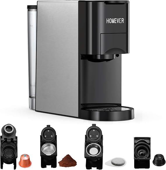 Cafetera, cafetera Homever 4 en 1 con varias cápsulas, adecuada para  cápsulas de café grandes/pequeñas, cápsulas de té y café en polvo, 19 bar,  ideal para llevar y en casa, acero inoxidable : Amazon.es: Hogar y cocina