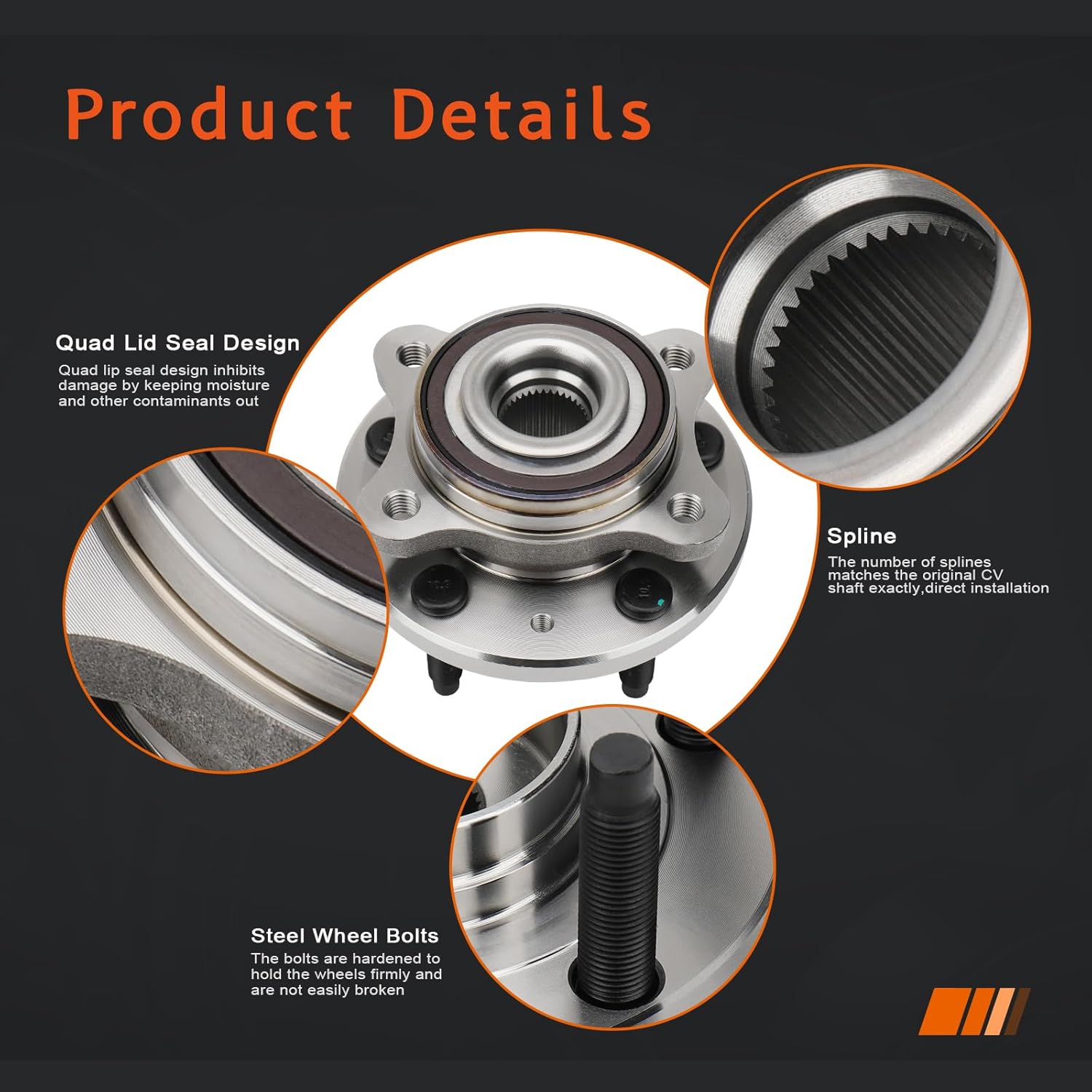 DRIVESTAR 513223 Front Wheel Hub & Bearing Assembly for Ford 500/Freestyle/Mercury Montego 2005 06 07, 08-09 for Ford Taurus/Taurus X/Mercury Sable(5 Lugs w/ABS)(Pair)