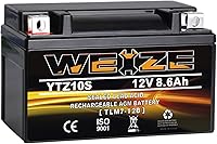 Vista 19 de Weize YTX12-BS - Batería de motocicleta de alto rendimiento, sin mantenimiento, sellada YTX12 BS AGM, baterías recargables ATV compatibles con Honda