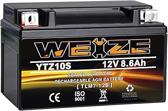 Weize YTZ10S-BS High Performance - Maintenance Free - Sealed AGM Motorcycle Battery Compatible With Yamaha Honda