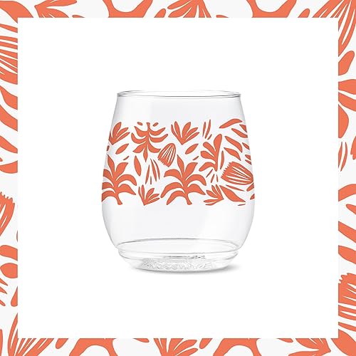 Miniatura 7 de TOSSWARE POP - Juego de 6 vasos de vino de 14 onzas Serie Tropical Abstracto, de alta calidad, reciclables, irrompibles y de plástico transparente