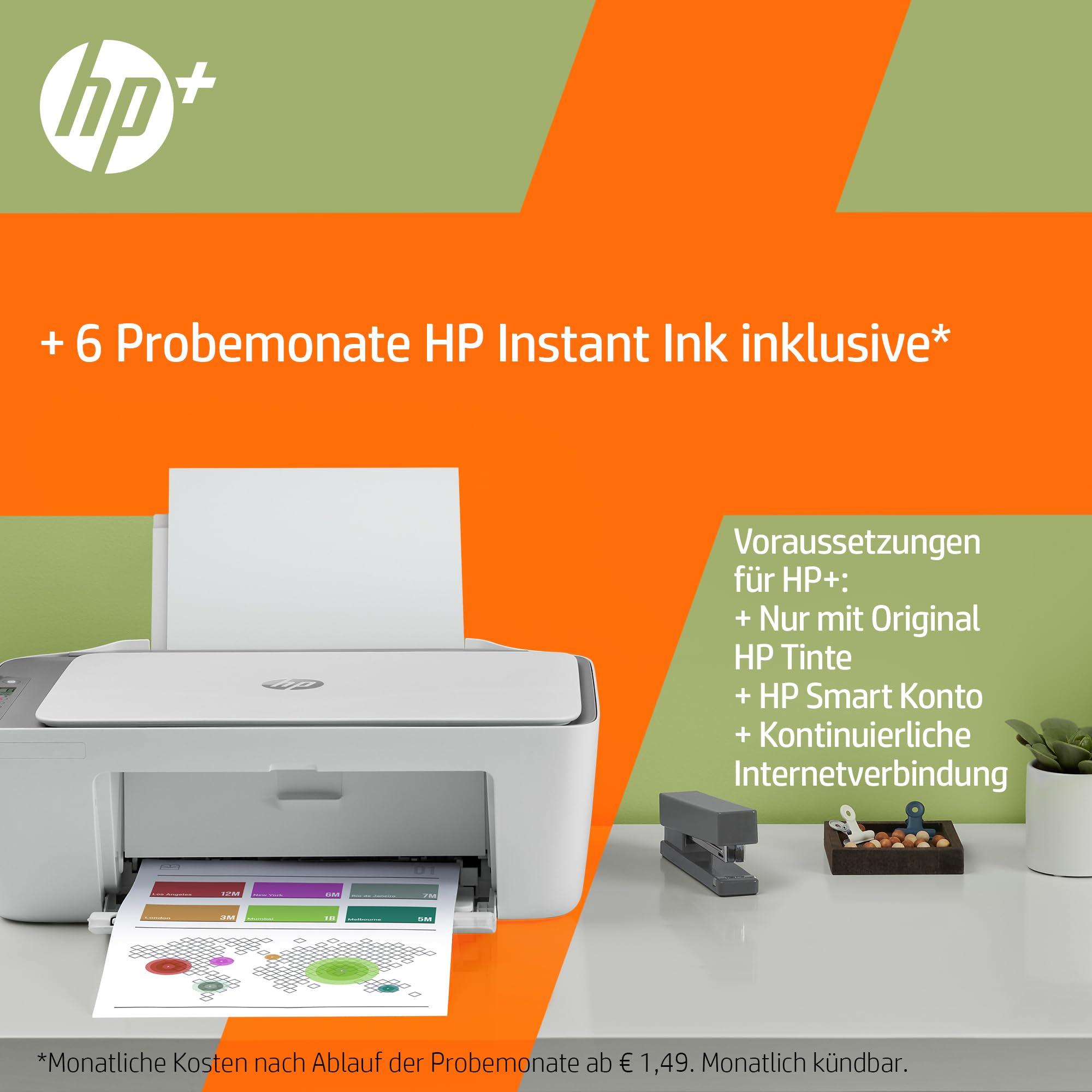 HP DeskJet 2720e All-in-One-Drucker — Farbtintenstrahl — 6 Monate Instant Ink im Lieferumfang enthalten (Fotokopie, Scan, Impression, WLAN)