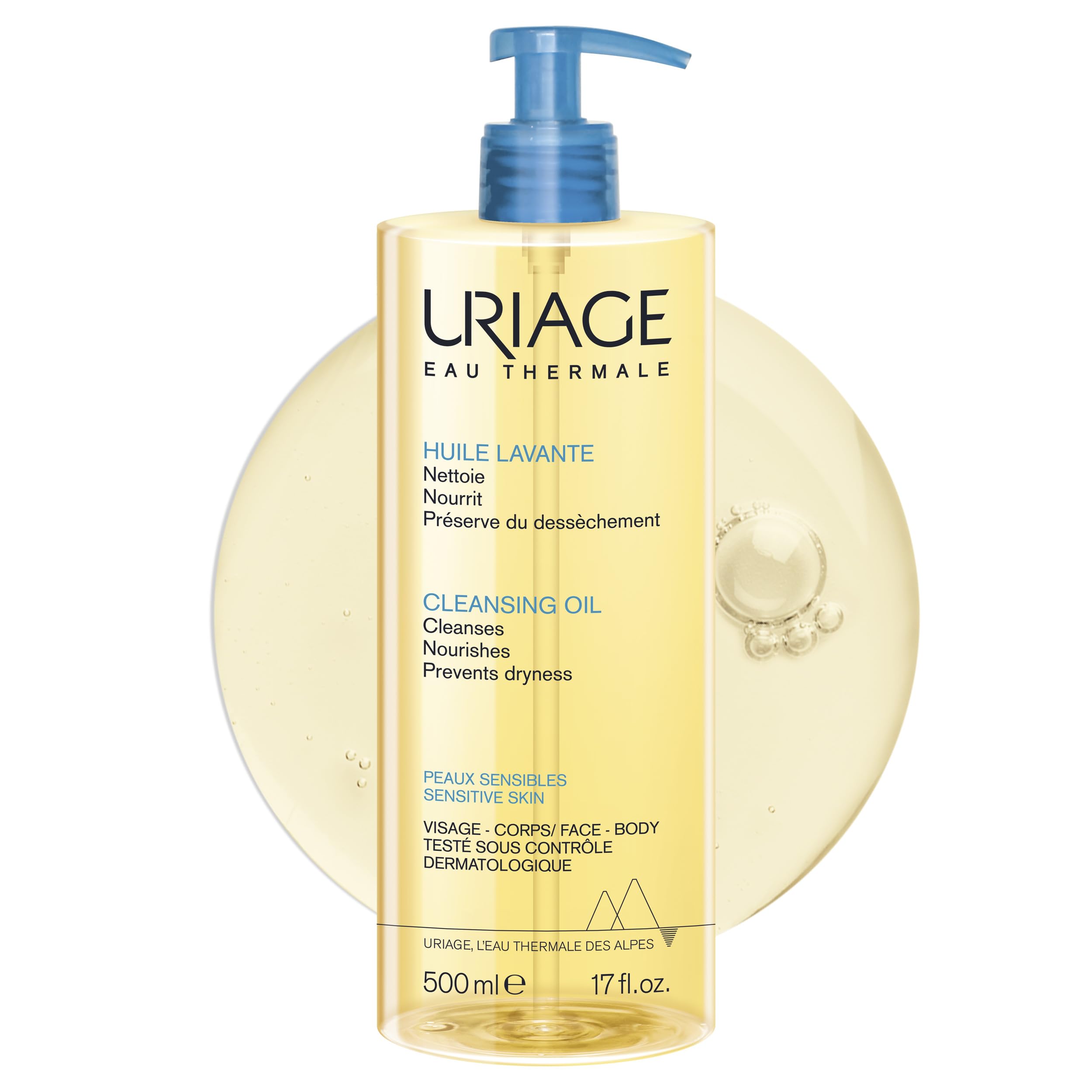 Uriage - Cleansing Soothing Oil | Face & Body Daily Cleanser that Brings Instant & Long-Lasting Comfort to Very Dry Skin. With Glycerin & Ceramides | Soap-free, Fragrance-Free