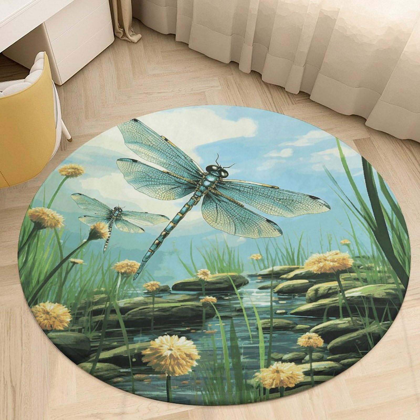 Tapis de cuisine antidérapant grand paillasson absorbant lavable motif libellule