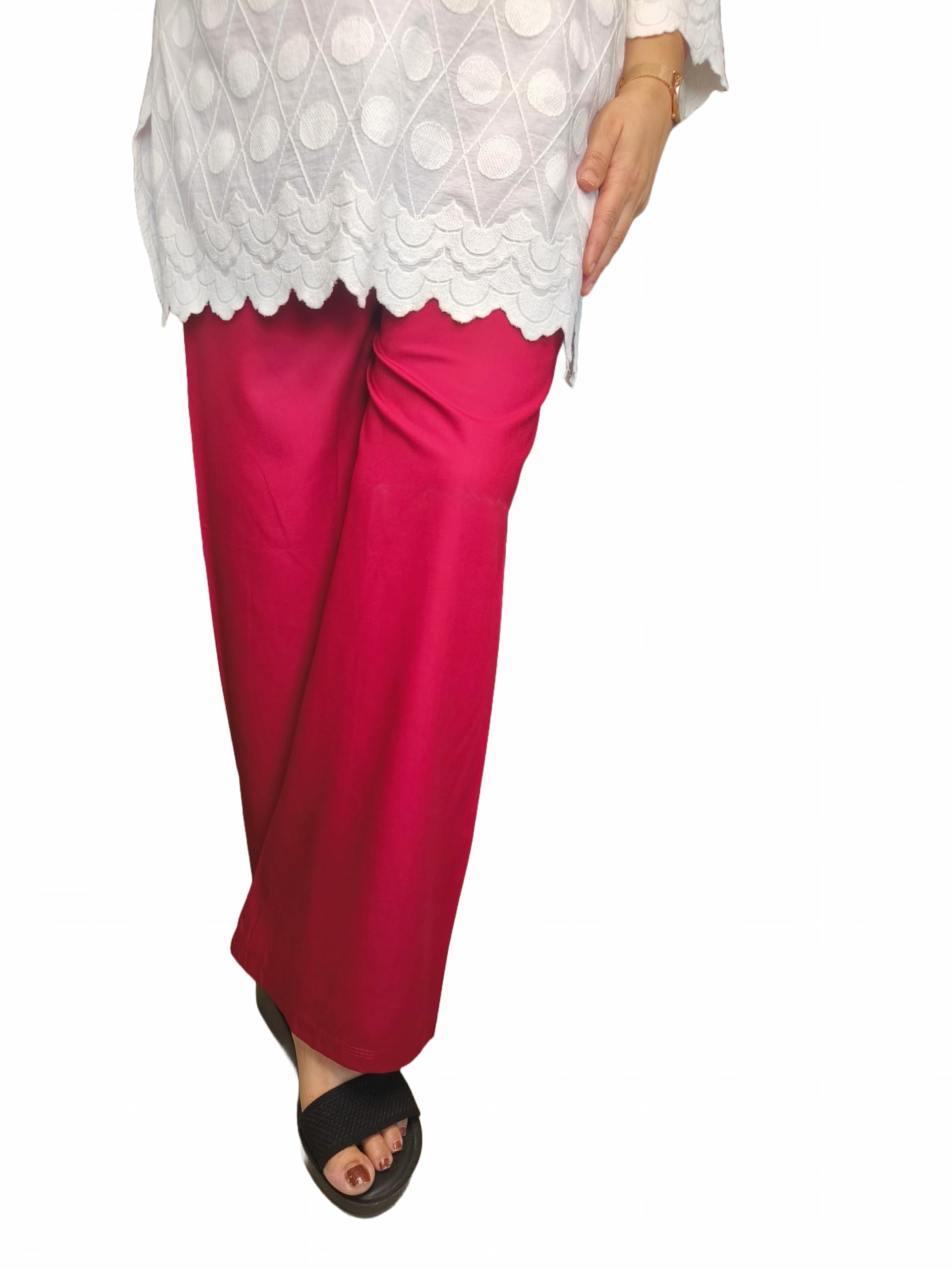 s4m Women's Cotton Rayon Wide Leg Palazzo, High Rise with Elastic Waistband, Comfortable Fit, Available in 30+ Colours, from Sizes L to 7XL-picture-39