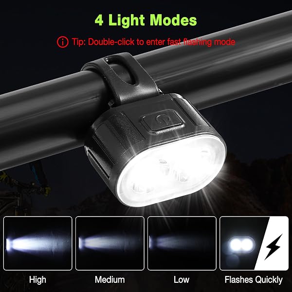 Oderra Lumiere Velo Avant et Arrière - Lampe Velo LED Puissante Rechargeable USB, 4/6Modes (Fixe/Stroboscopique) Étanche IPX4 - Autonomie Prolongée - pour VTT, Vélo, Skateboard - 4