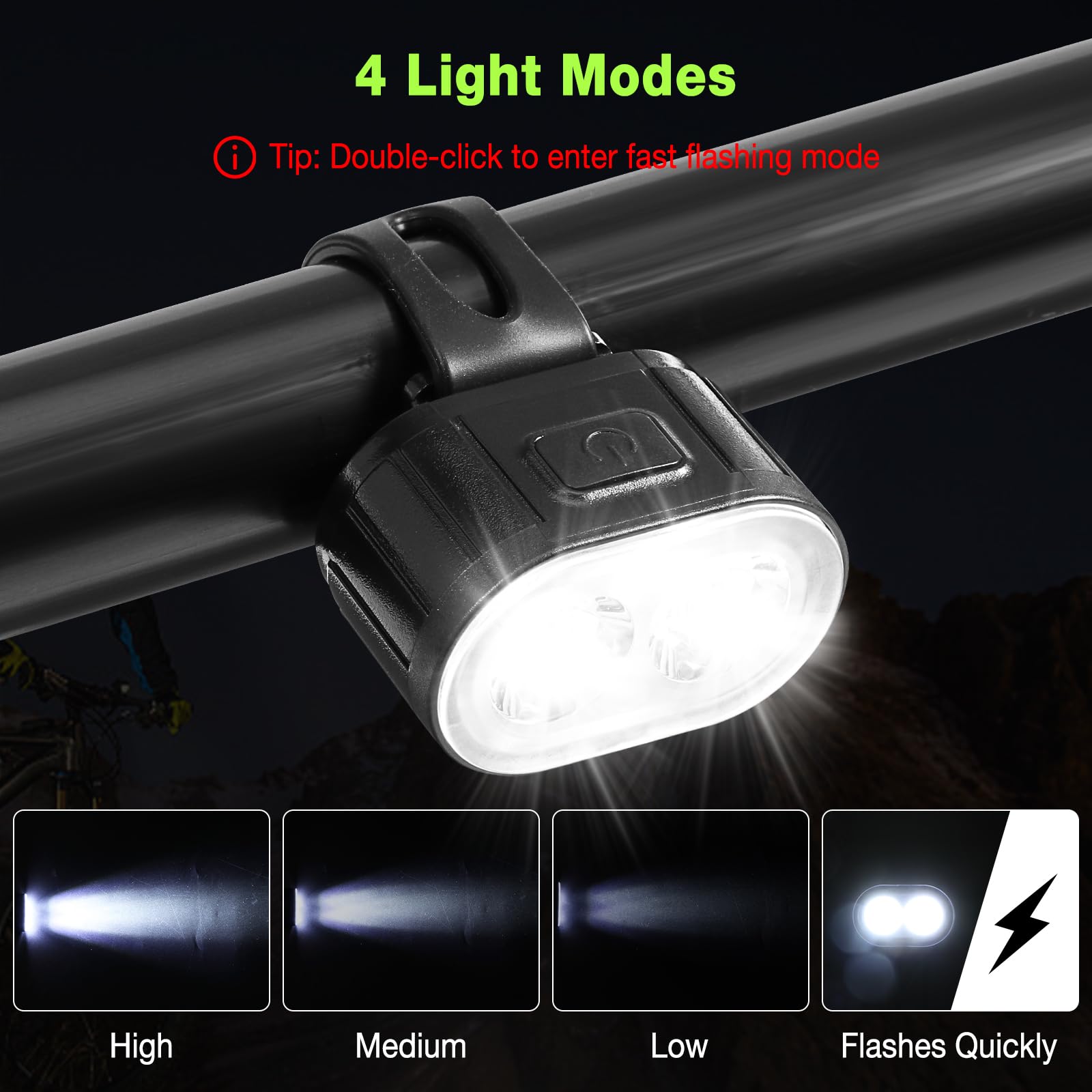 Oderra Luci Bicicletta LED Anteriore e Posteriore USB Ricaricabile IPX4 Impermeabile 4/6 Modalità per MTB Bici Skateboard