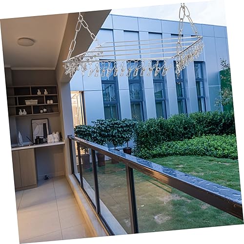 Miniatura 8 de Perchas de secado con múltiples clips, perchero para colgar ropa para balcón, estante para colgar ropa sucia, estante de secado de ropa para