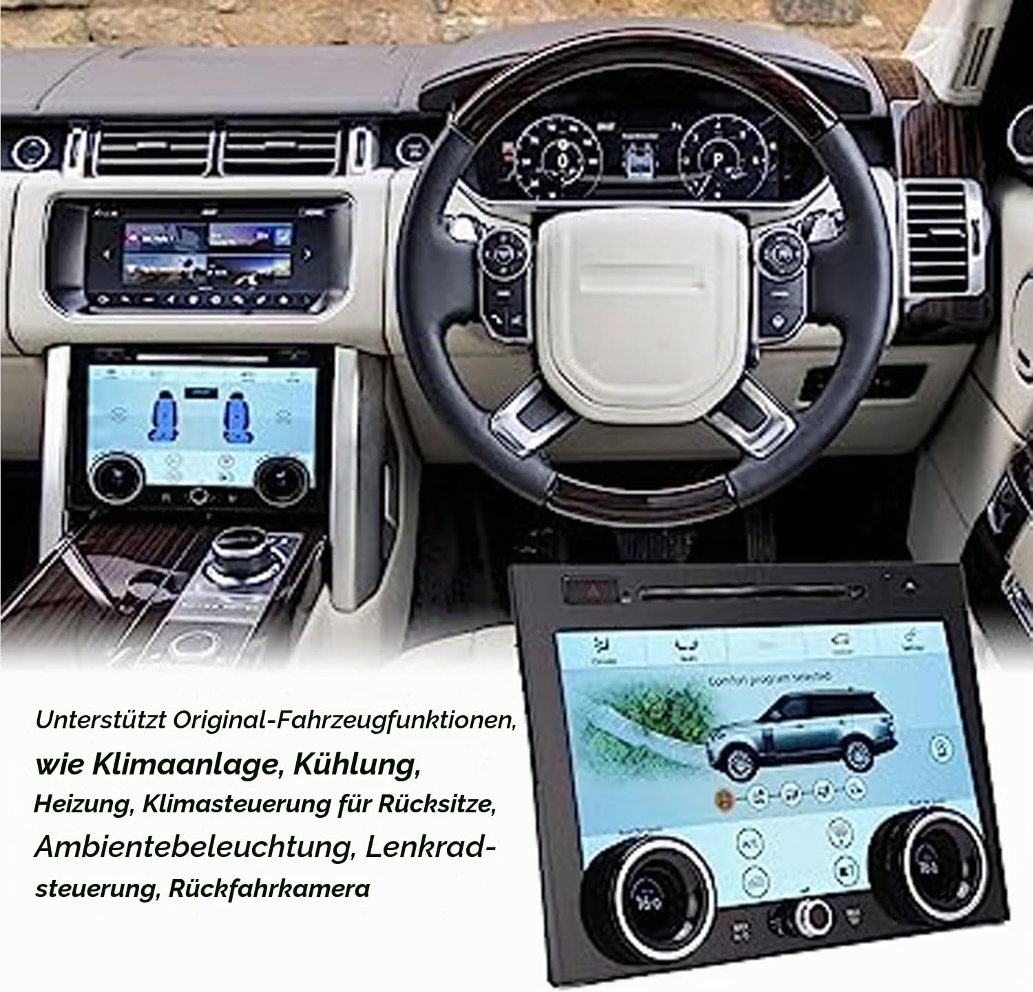 ASVEGE Auto-Klimaanlage Klimasteuerung AC Panel für Land Rover Range Rover Vogue L405 2013-2017, Auto 1080p LCD AC Touchscreen Ersatz, Upgrade-Version mit Installationsanleitung
