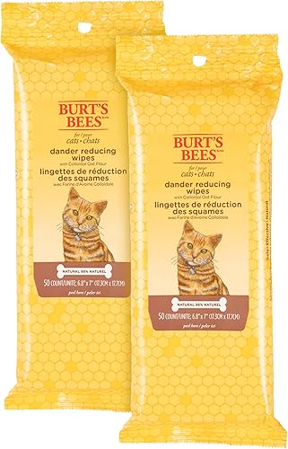 Burt's Bees for Pets Toallitas removedoras de caspa de gato con harina de avena coloidal, toallitas para eliminar la caspa de mascotas, toallitas