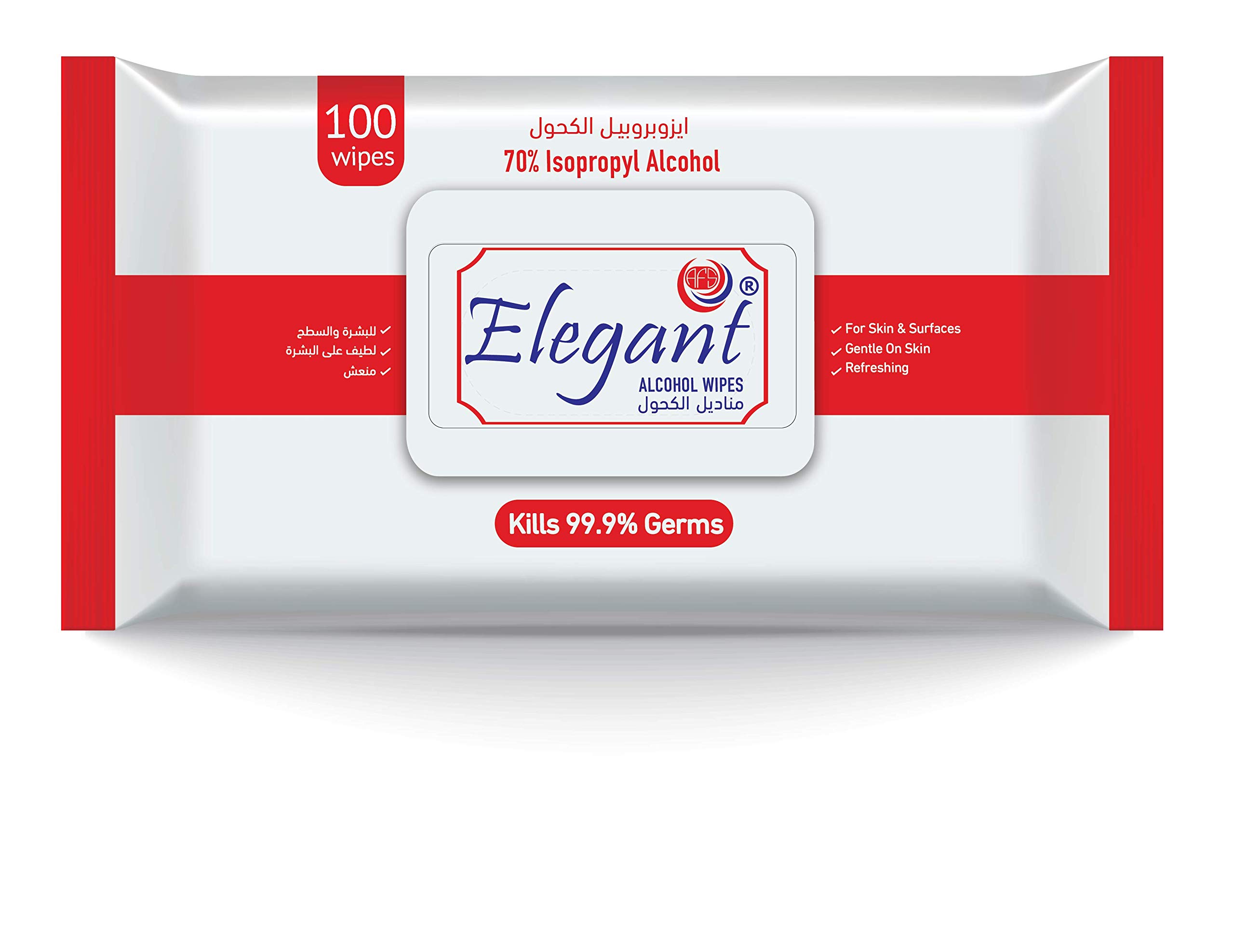 Elegant IPA 70 Sanitizing Wipes – 100 Wipes (Pack of 100) – Kills 99.9% Germs | IPA Wipes (70% IPA) | Gentle & Refreshing Wipes Wherever You Need, 100 Wipes in 1 Packet