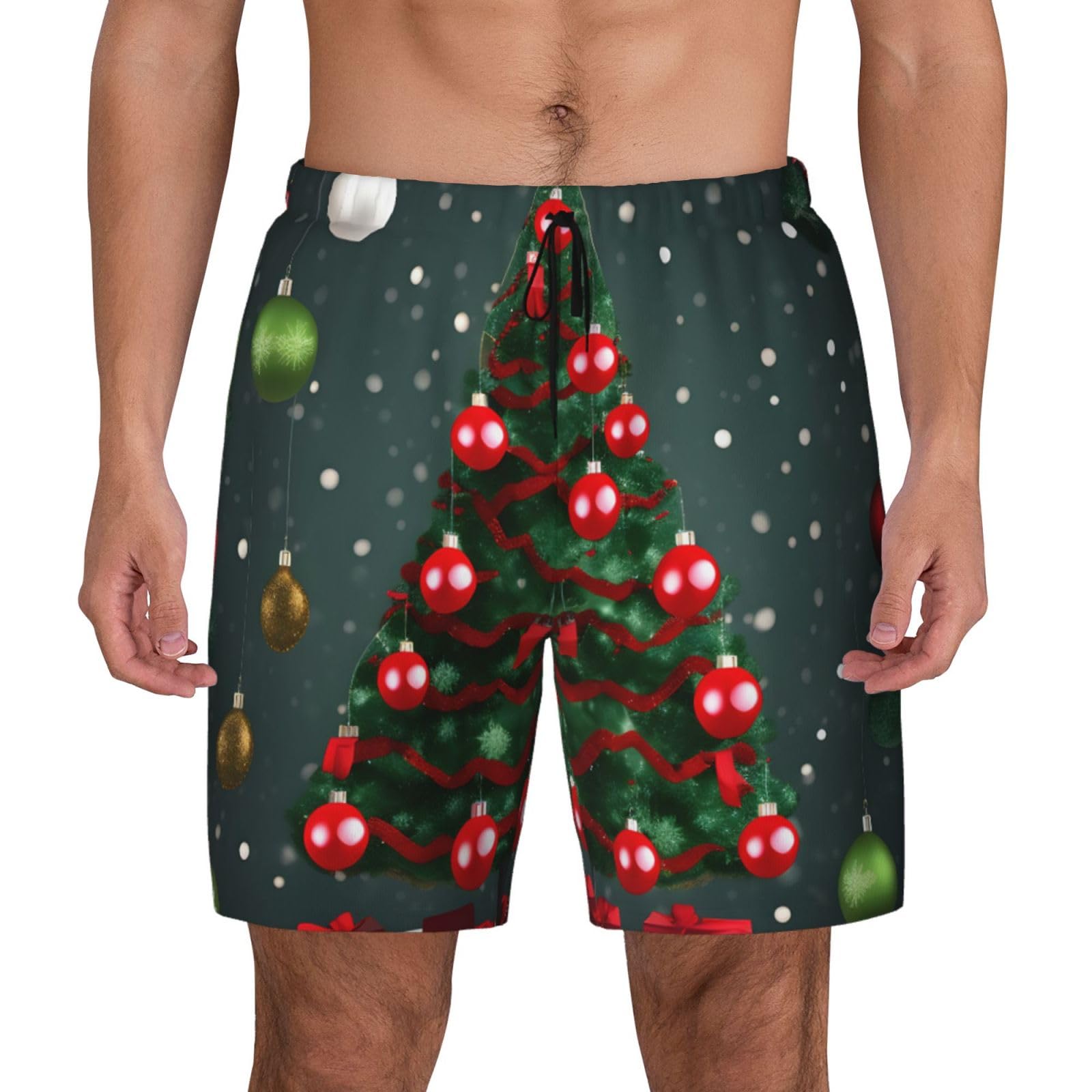 Ropa de playa para hombre ligera con motivos navideños de fiesta 8