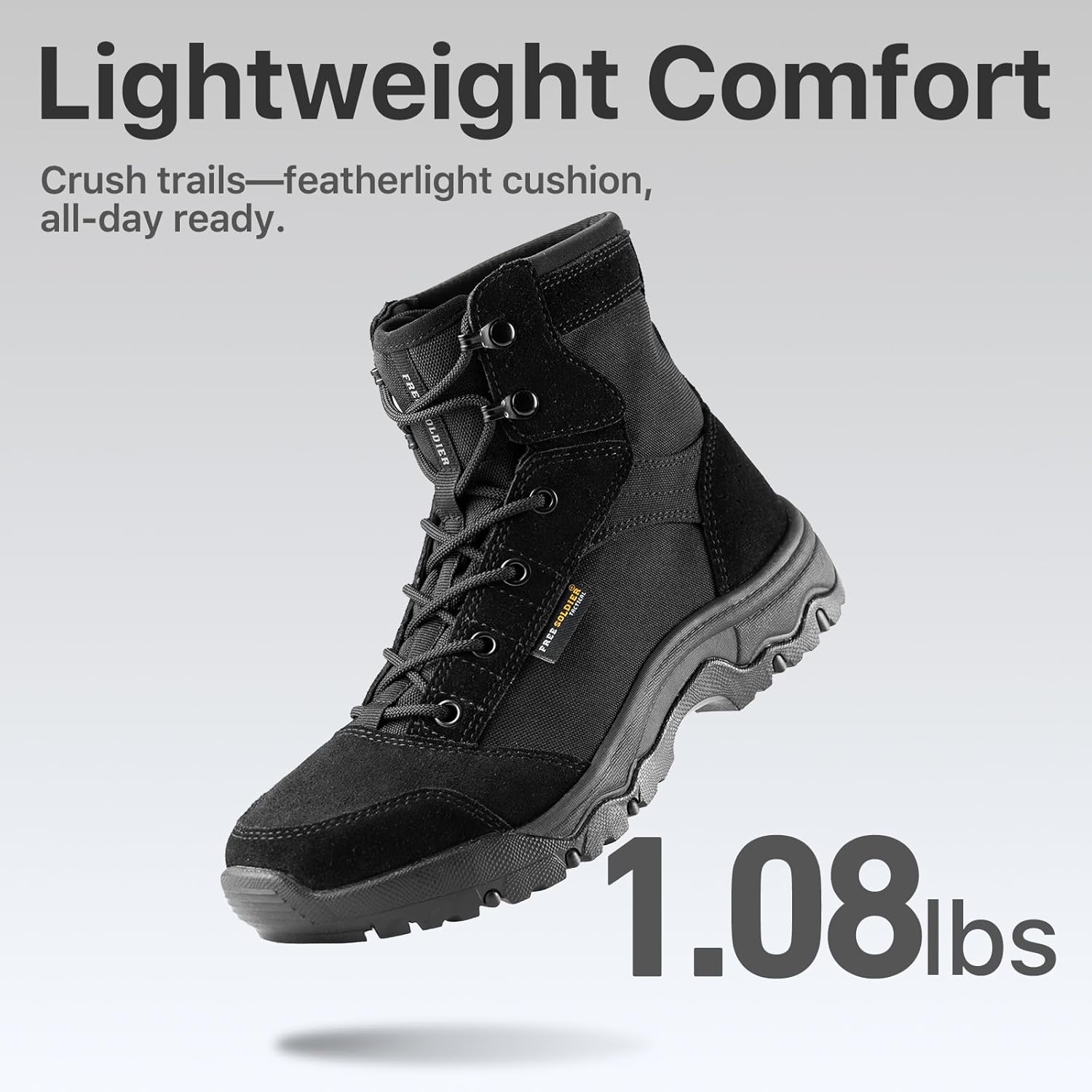 FREE SOLDIER Men's Tactical Hiking Boots Lightweight Comfortable Combat Work Boots 6 Inches - Image 3