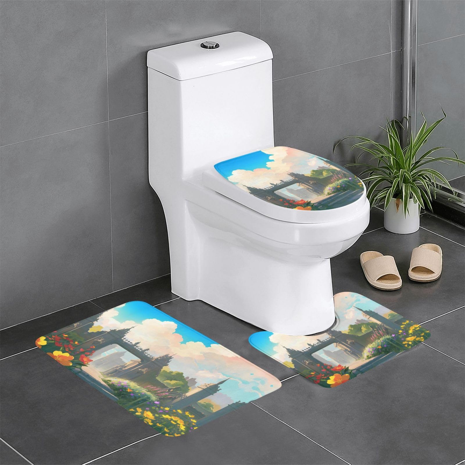 Tapis de bain séchage rapide ensemble trois pièces absorbant avec envers antidérapant
