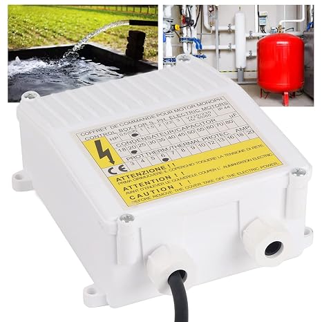 Submersible Pumps Controller, Pump Control Box for Deep Well Submersible Household Suction Pumps(0.55KW 0.5HP 20uf 5A US Plug 110V)