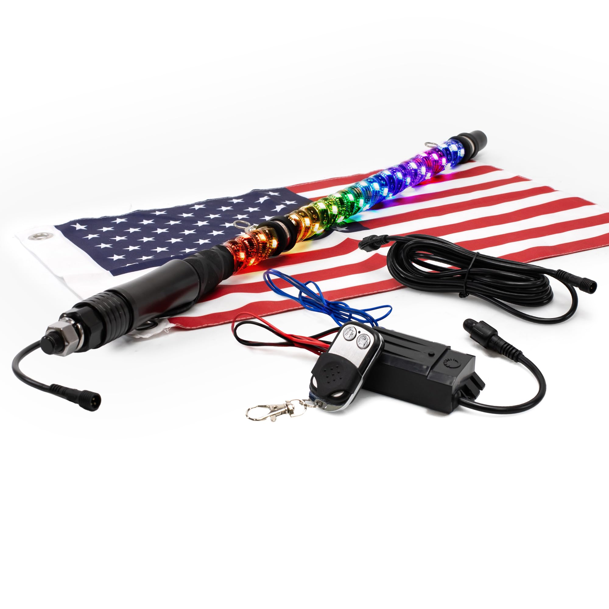 True MODS 2ft Spiral RGB LED Whip Light for UTV ATV Bluetooth App Antenna