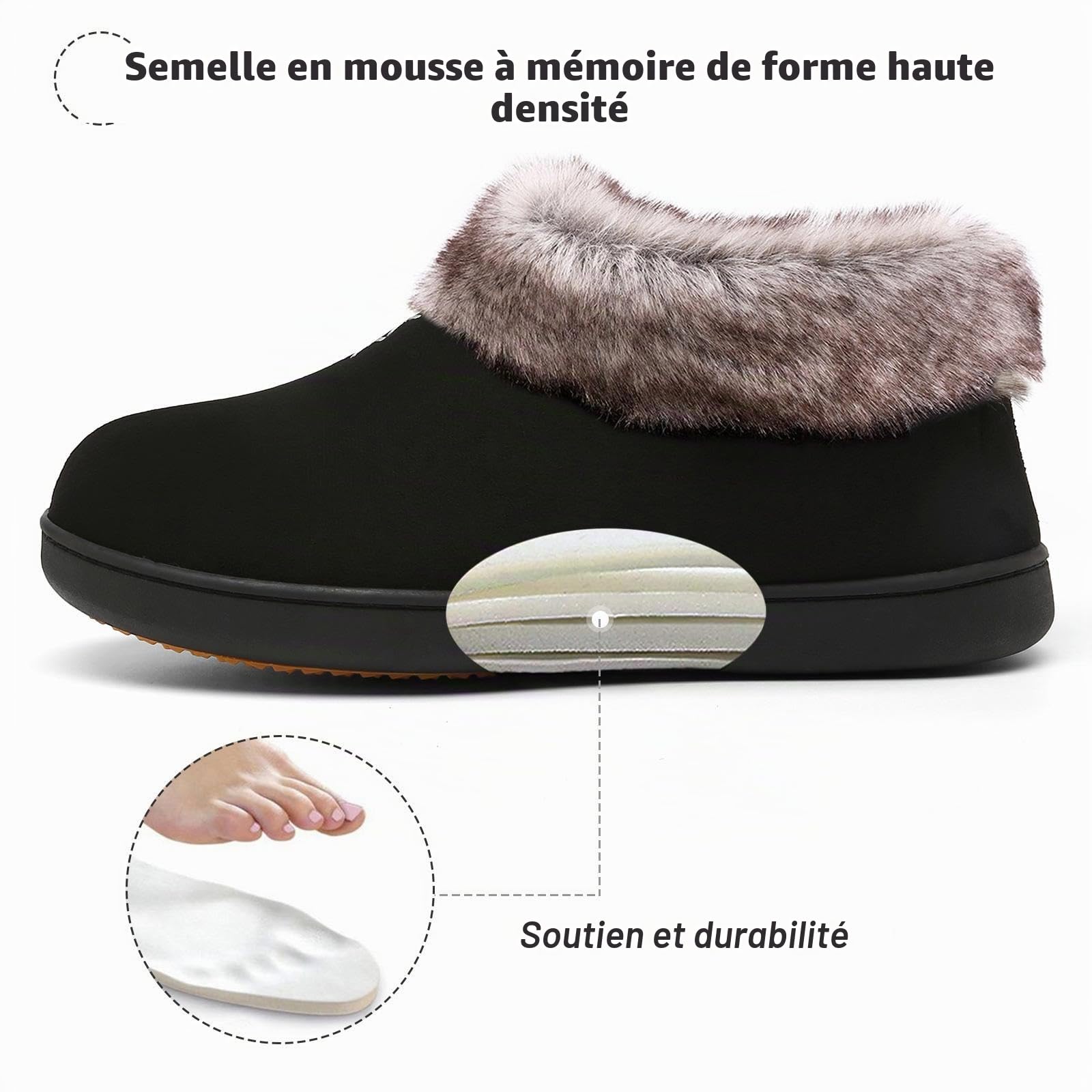 Mishansha Chaussons Femme Hiver Chaud Fourrés Pantoufles Mousse Mémoire Gr.36-43