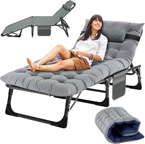 Slsy Sillas plegables al aire libre, silla de cuna ajustable, cama plegable portátil, tumbona para exteriores, playa, césped, campamento, piscina,