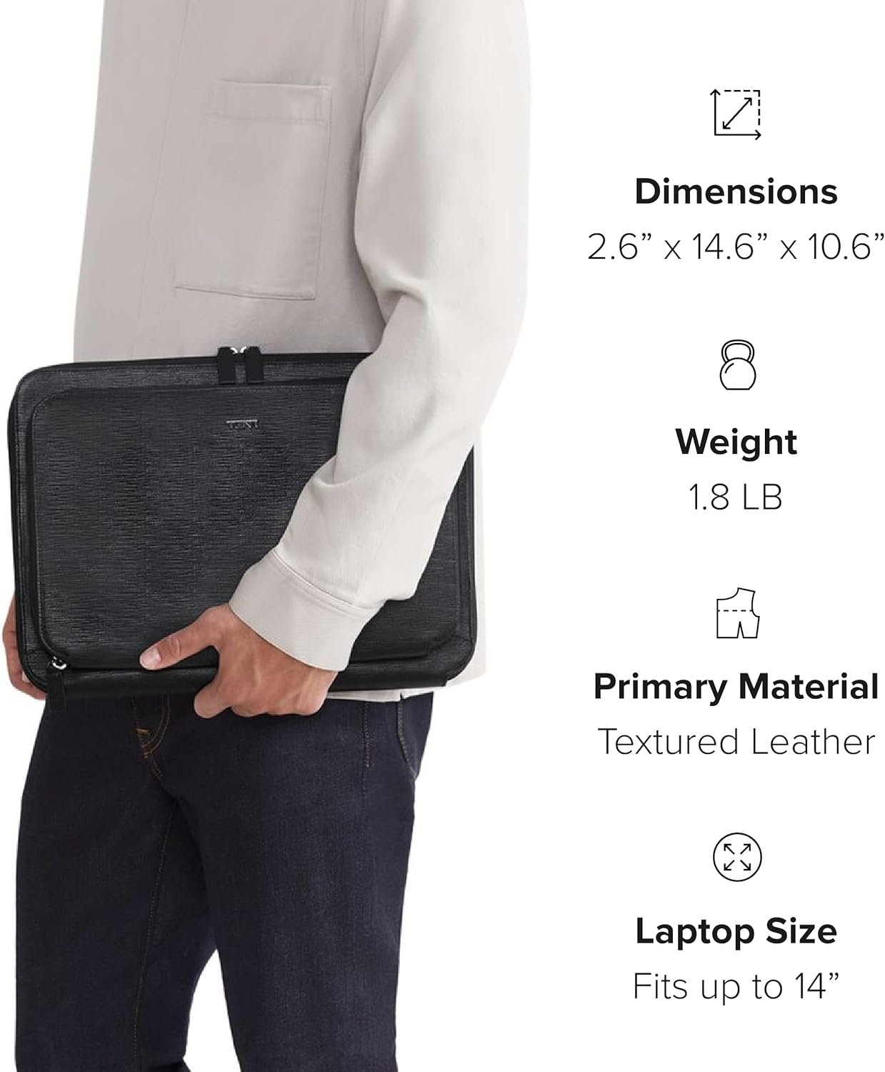 TUMI - Nassau Laptop Portfolio - Men's Leather Tech and Document Work and Travel Bag - Fits up to 14" Screens