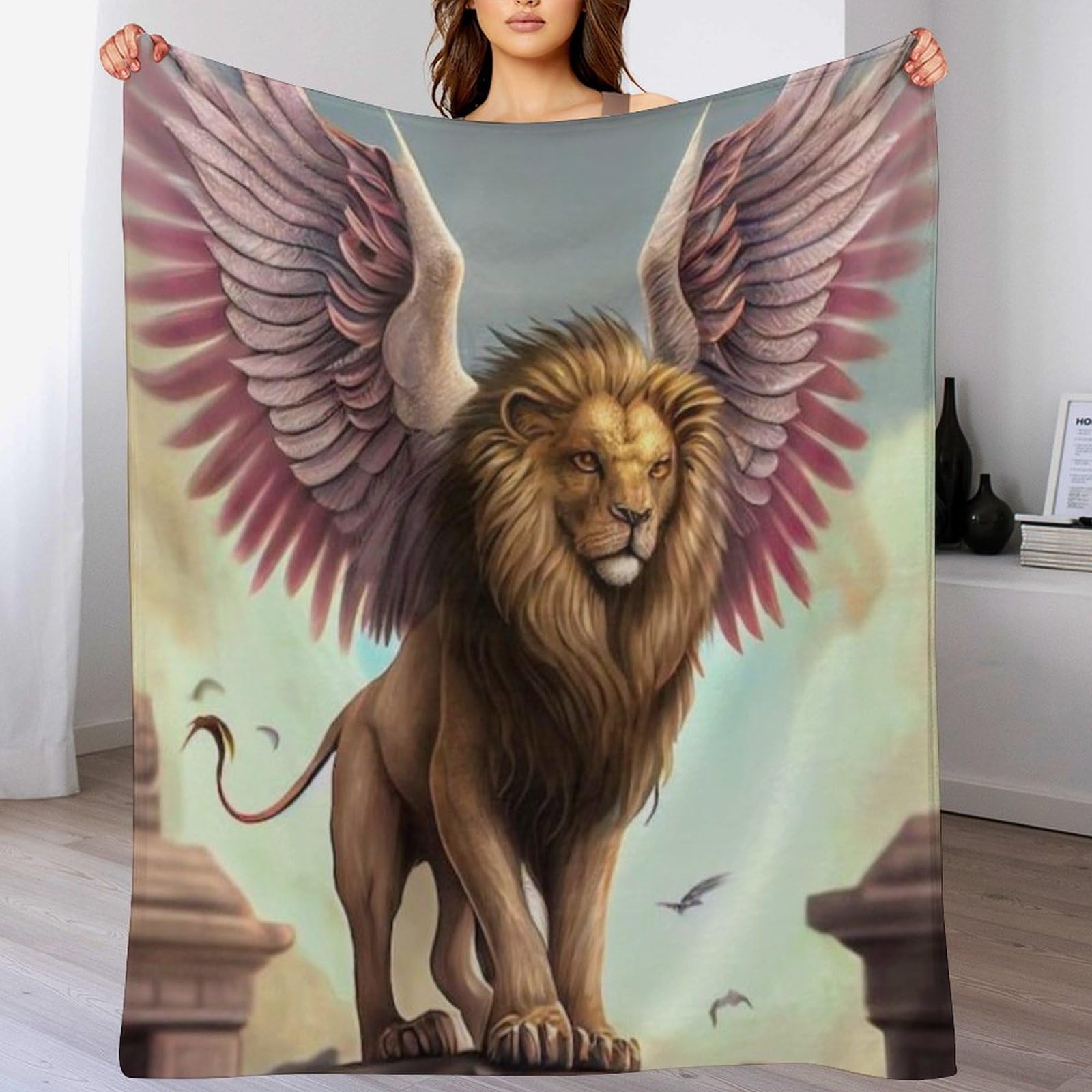 Couverture de canapé Lion 3D en polaire de flannel pour vos soirées cocooning au salon