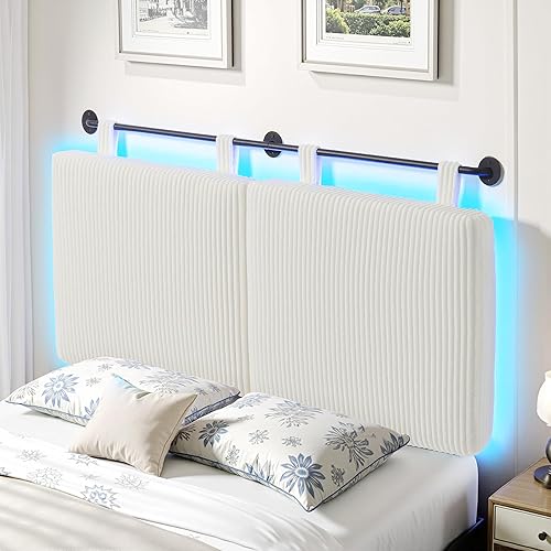 Headboard Queen Size，Modern Wall Mounted Headboards with LED Light for