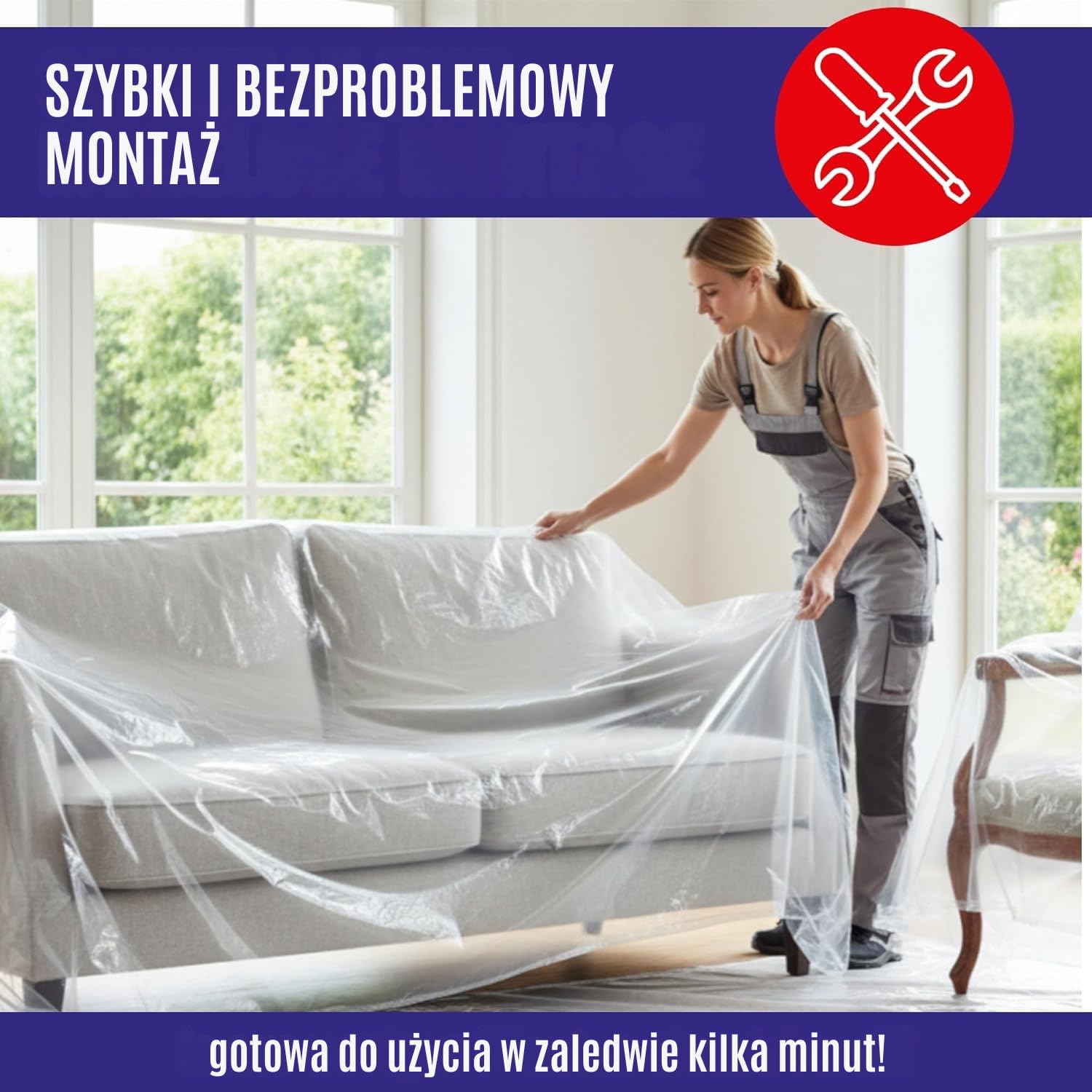 Chle-Mar – 6x Folia Malarska Ochronna 4x5 m 20 m² Transparentna | Folia LDPE 53 g do Ochrony Mebli i Podłogi | do Malowania/Remontu | Akcesoria Malarskie Chroniące przed Farbą i Kurzem