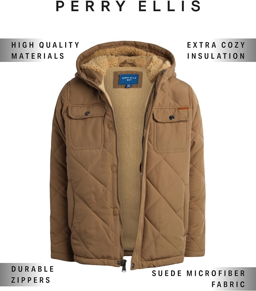 Amazon.com: Perry Ellis Boys' Winter Jacket - Suede Microber