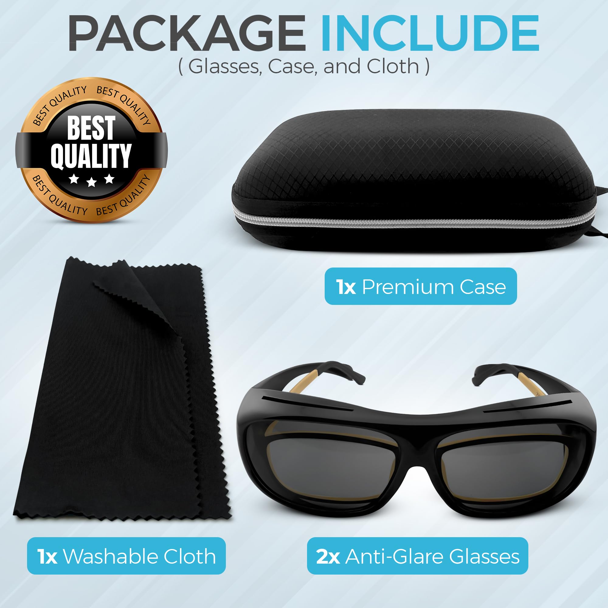 Lunettes de soleil polarisées pour chirurgie de cataracte - Lunettes de protection intégrale UV400 - S'adapte sur les lunettes - Anti-éblouissement, légères et durables