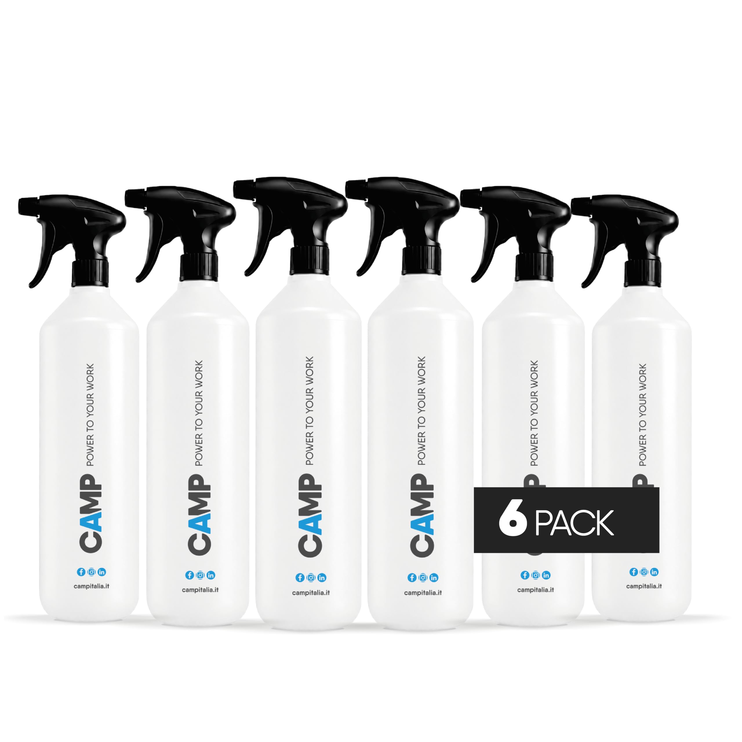 CAMP S-PRO 1 - Spruzzino da 1 L, Flacone Graduato con Ugello Regolabile per Detergenti e Prodotti Chimici - Manutenzione, Automotive e Giardinaggio, Made in Italy, 6x1L