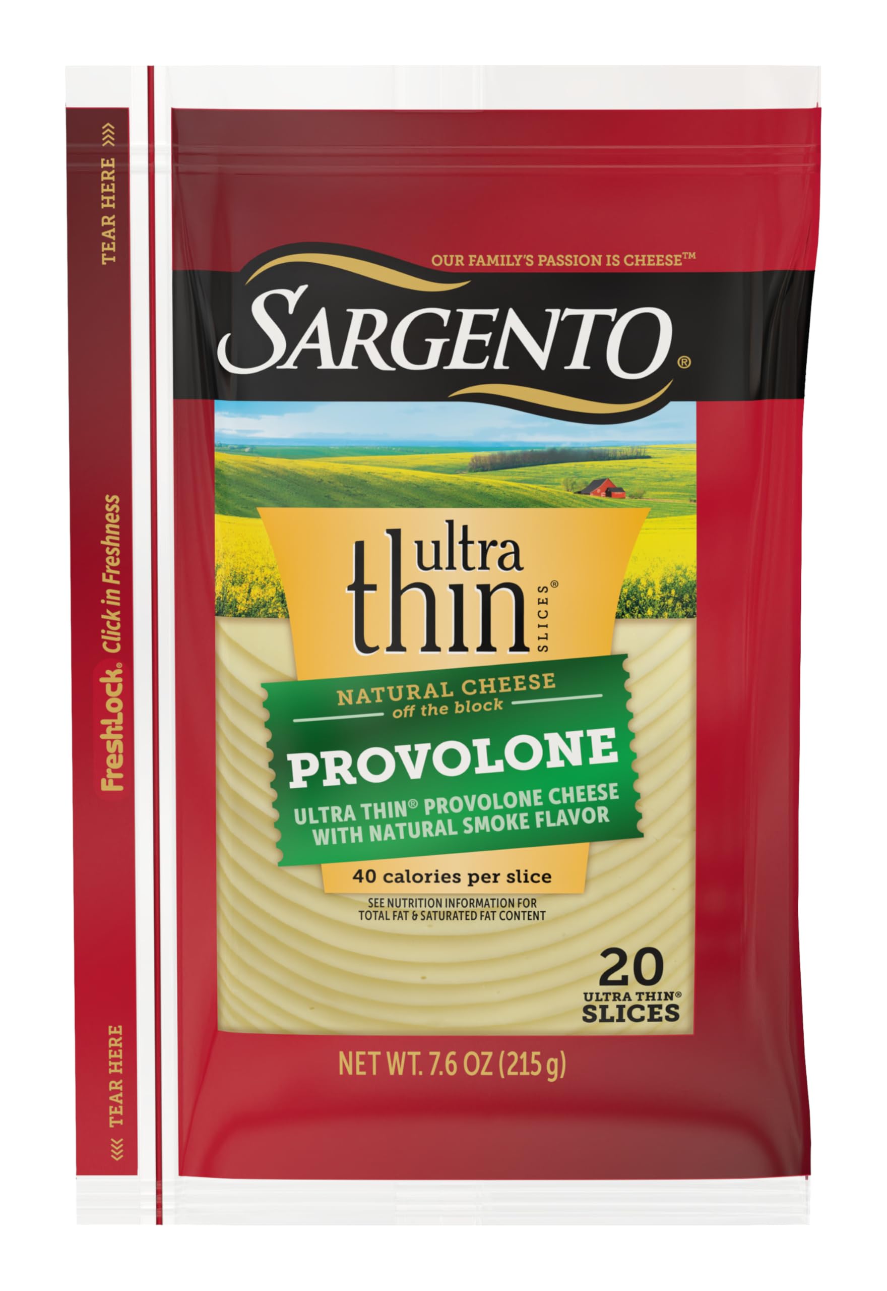 Sargento Ultra Thin Natural Provolone with Natural Smoke Flavor Sliced Cheese, 20 Slices