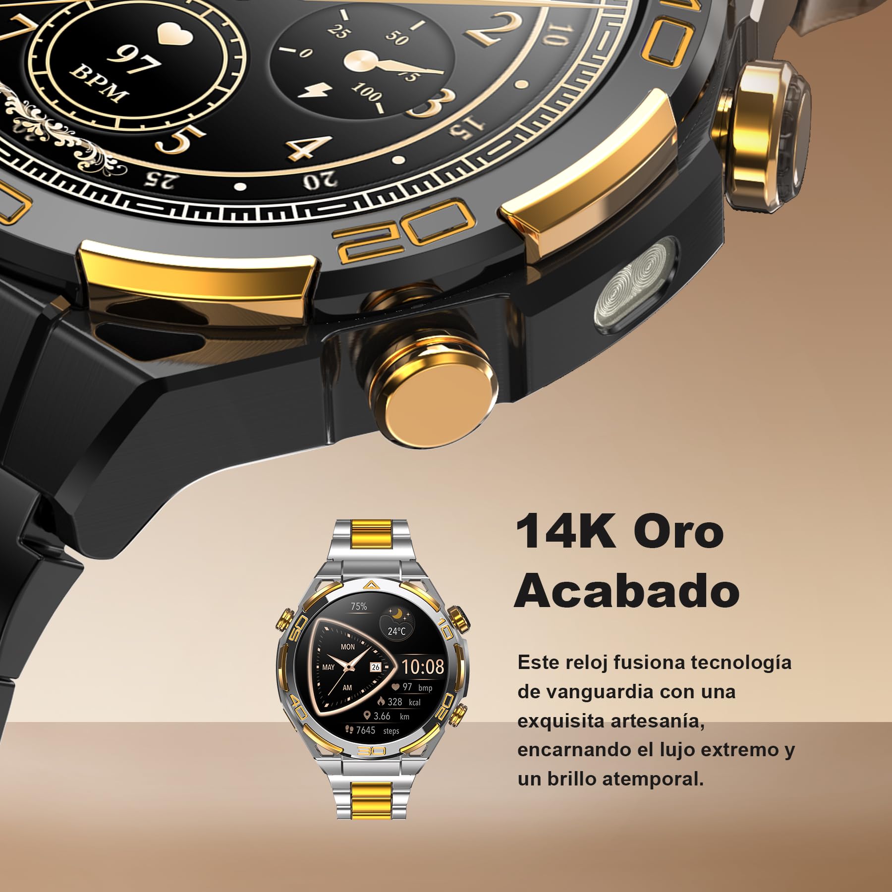 Reloj Inteligente con GPS, AI, Linterna, Brújula, 1.43" AMOLED Pantalla Siempre Activa, Smartwatch Hombre con Notificación Llamadas Bluetooth, 100+ Modos Deportivos, Reloj Inteligente para Android iOS
