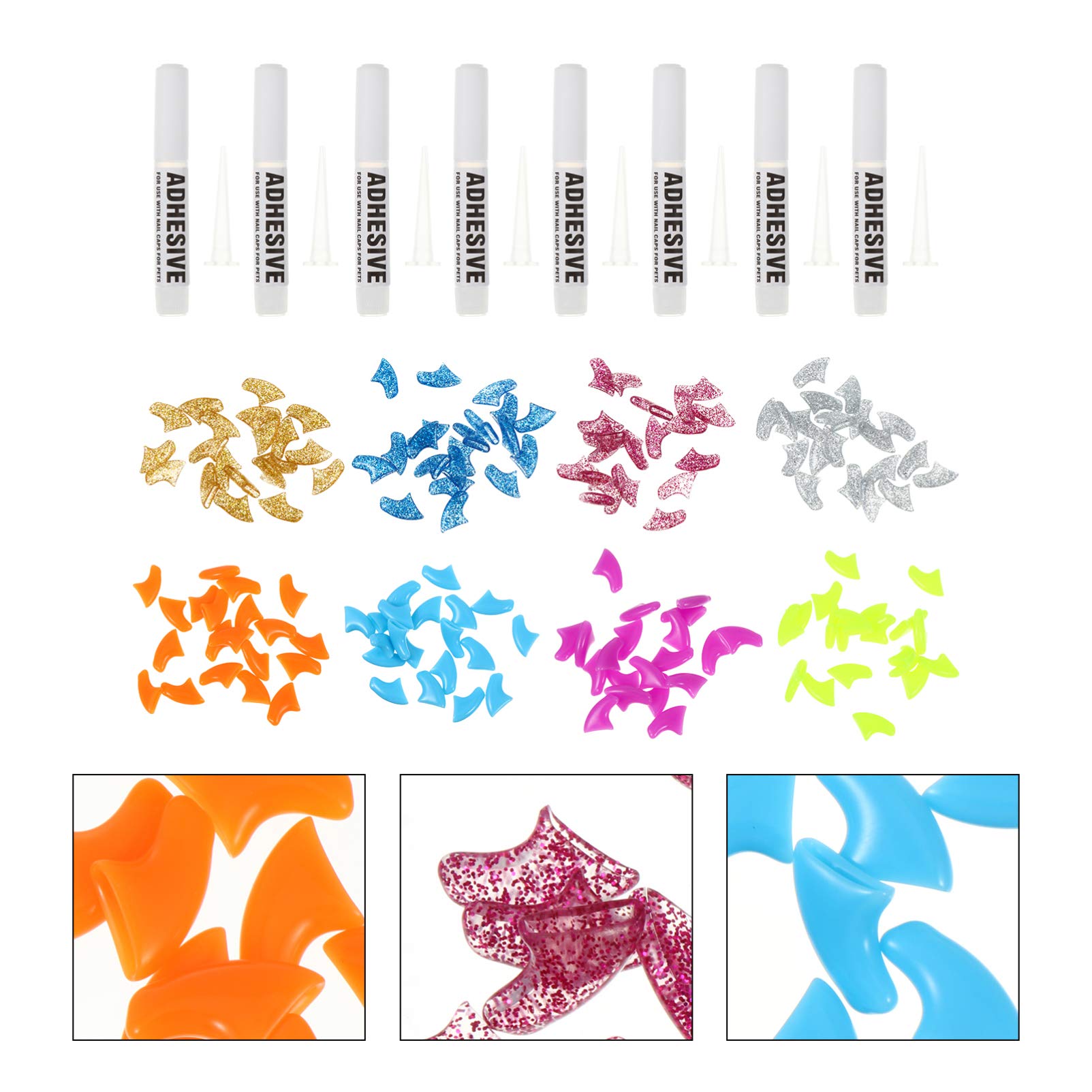 FOMIYES 480 Pièces Ensemble D'ongles pour Animaux De Compagnie Griffes De Chat en Caoutchouc Casquette Griffe De Chat Couvre-Griffes De Chat Patte De Chaton Assorti Gel De Silice