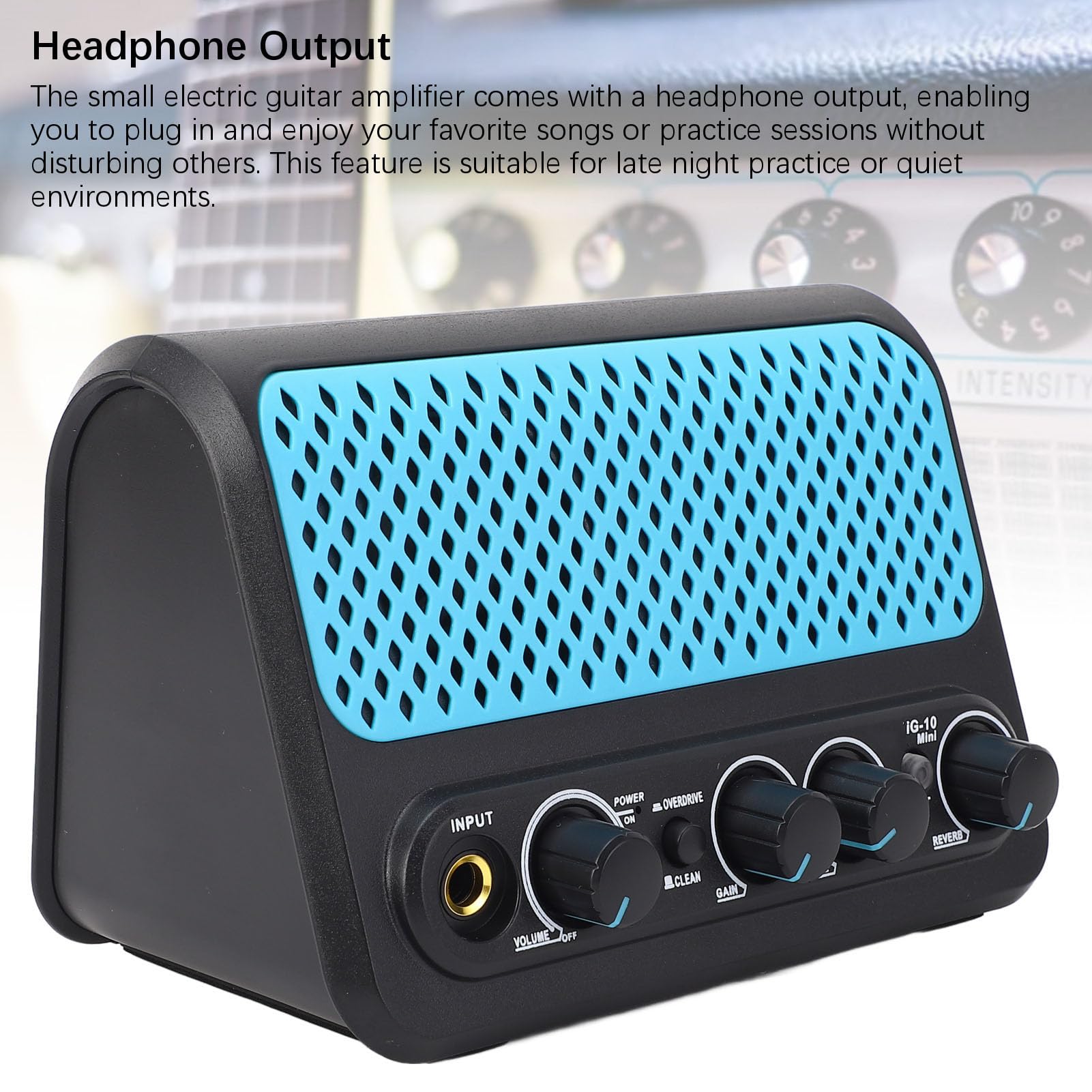 Mini ampli Guitare, ampli Guitare Acoustique électrique Portable 10W avec réverbération, Prise Casque 3.5m AUX Jack, ampli Guitare sans Fil Bluetooth Rechargeable pour la