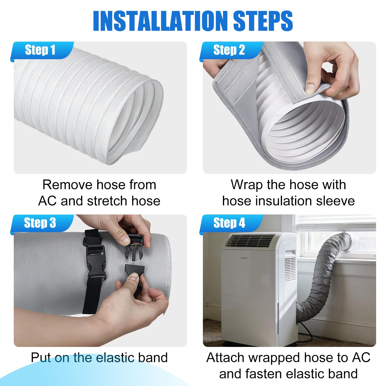 Cubierta Aislante para Tubo de Aire Acondicionado Portátil,Funda Protectora Térmica Universal para Manguera de Escape Ø 12.7-15cm,Reduce el Calor,Ahorra Energía,Instalación Fácil (Gris*1)