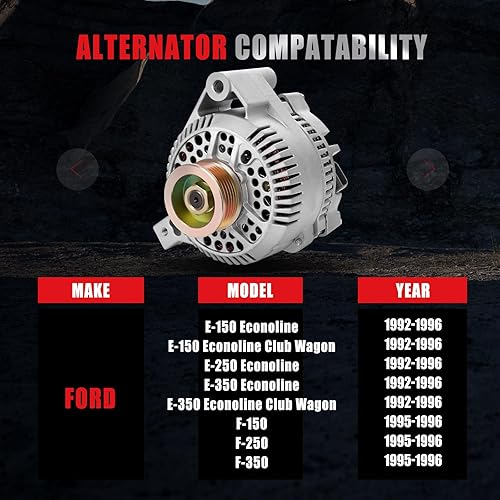 Miniatura 2 de GDSMOTU Nuevo alternador compatible con Ford para E-150 Econoline L6 4.9L 1992-1996 para Ford para E-150 Econoline Club Wagon L6 4.9L 1992-1996,