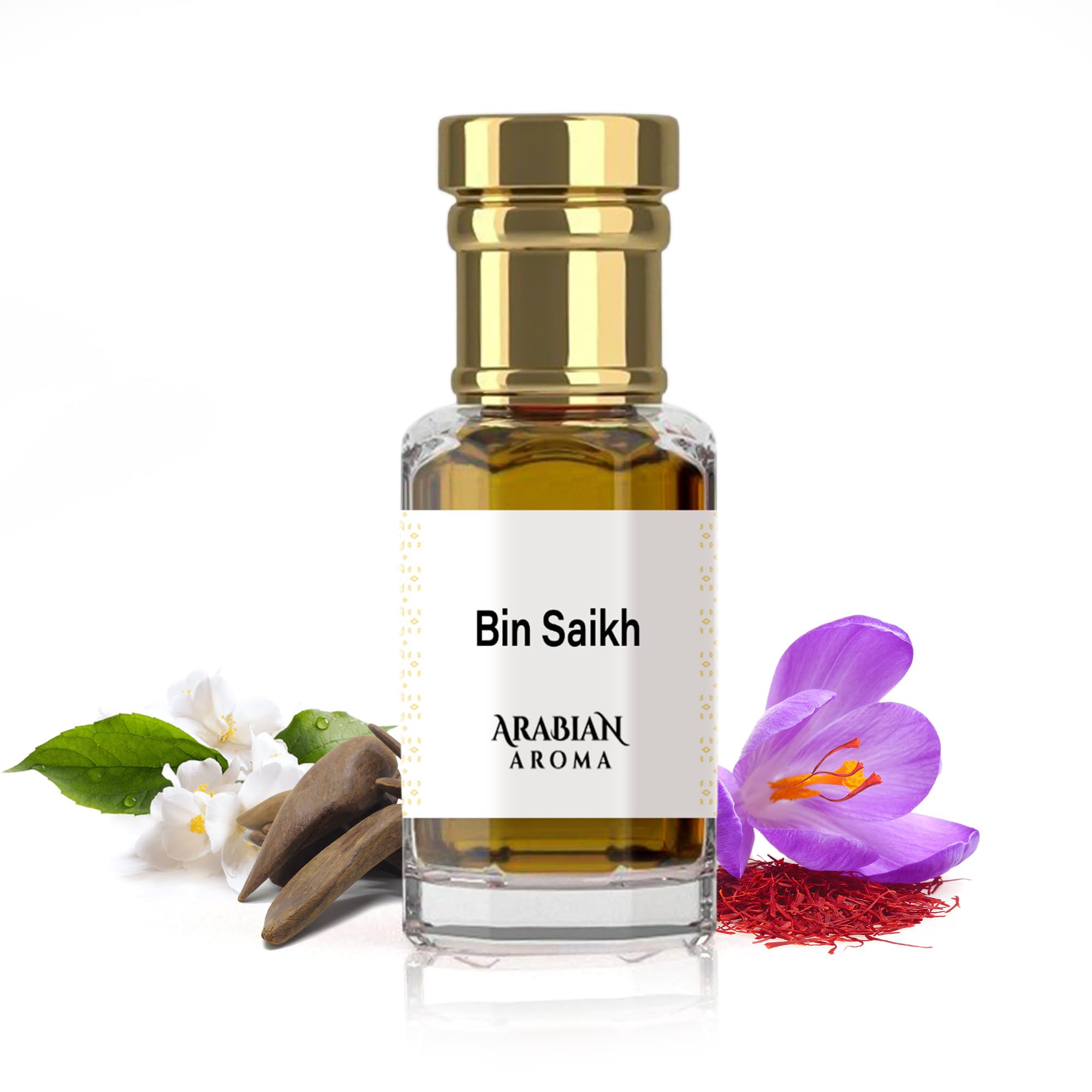Arabian Aroma Bin Saikh Attar | Luxurious Saffron, Rose & Oud Attar for Men Long Lasting Smell | Oil-Based 100% Perfume for Men | Roll On Itra Perfume | Ittar for Men (6ml)