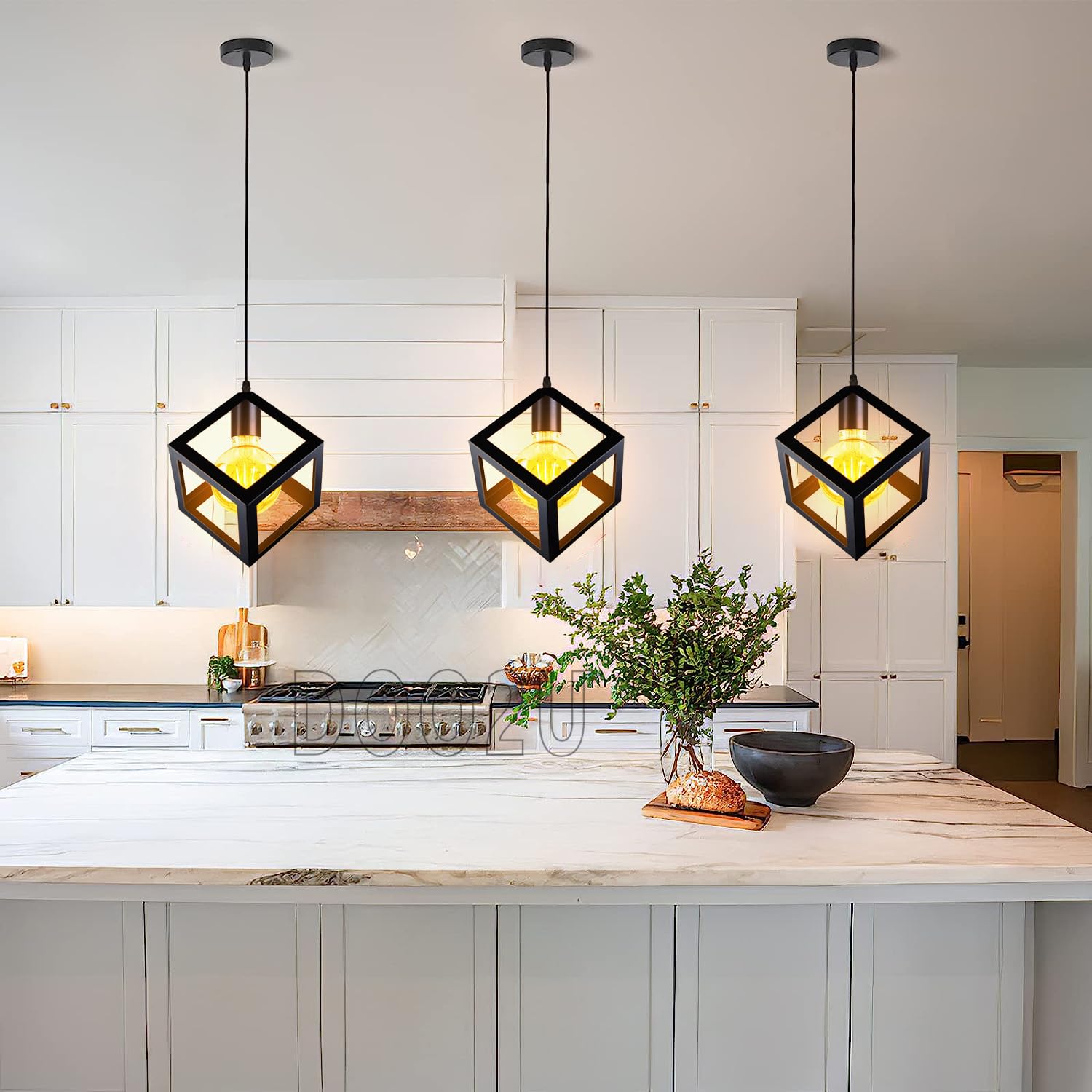 Lampada A Sospensione Industriale Vintage - Cubo Metallo, E27, &Oslash;22cm, Per Cucina/Soggiorno (2 Pezzi)