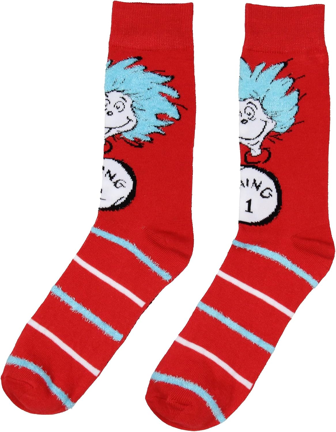 Bioworld Dr. Seuss Cat In The Hat THING ONE THING TWO Mid Calf Crew Socks