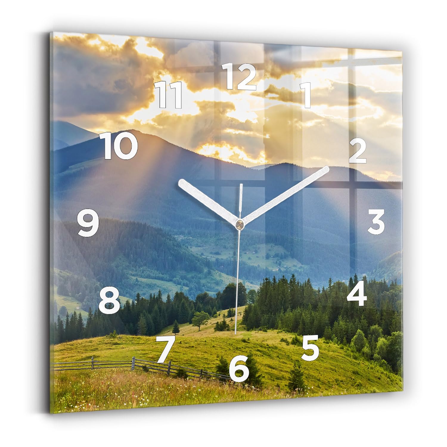 Horloge murale paysage avec des forêts pour salon et bureau moderne