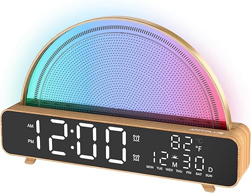ANYPLUS Reloj despertador de amanecer para niños, dormitorios, despertador digital de luz solar, simulador de amanecer con luz nocturna táctil, 13