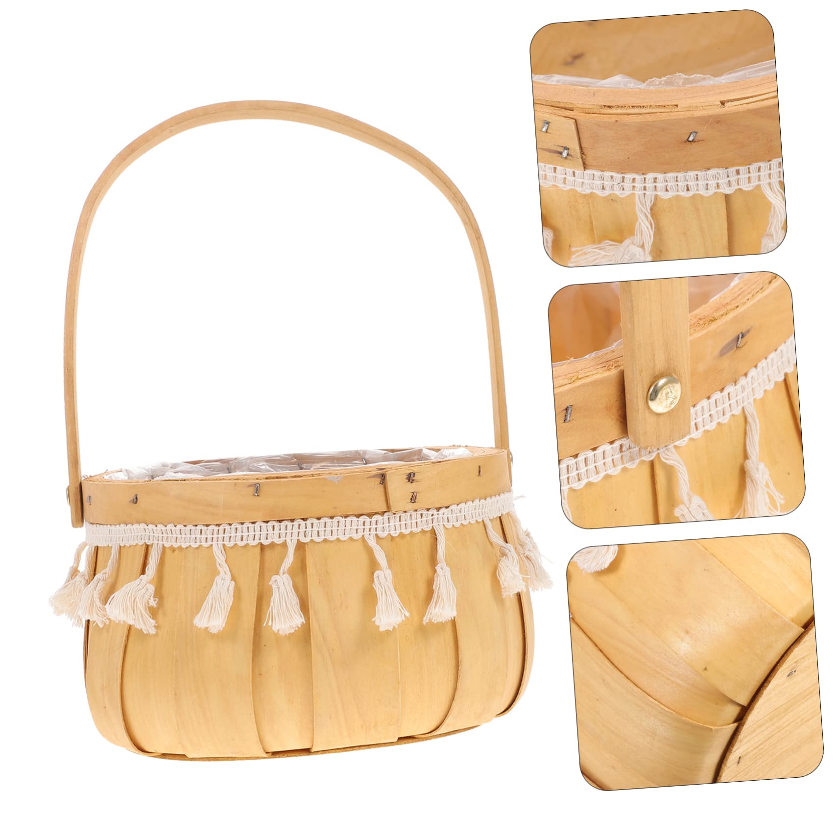 CAXUSD 1pc Small Woven Flower Basket Lace Edge Portable Storage Container for Home Decor Organizing and Flower Arrangements Decorative Basket for Sundries