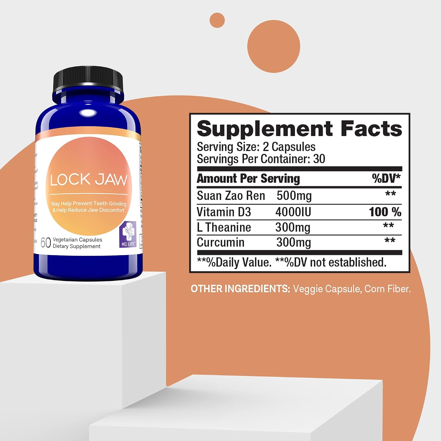MD.Life Lock Jaw Assistance - for Ongoing TMJ - Help Provide Lock Jaw Assistance TMJ Double Strength Formula - 60 Vegan Capsules Designed for Lock jaw