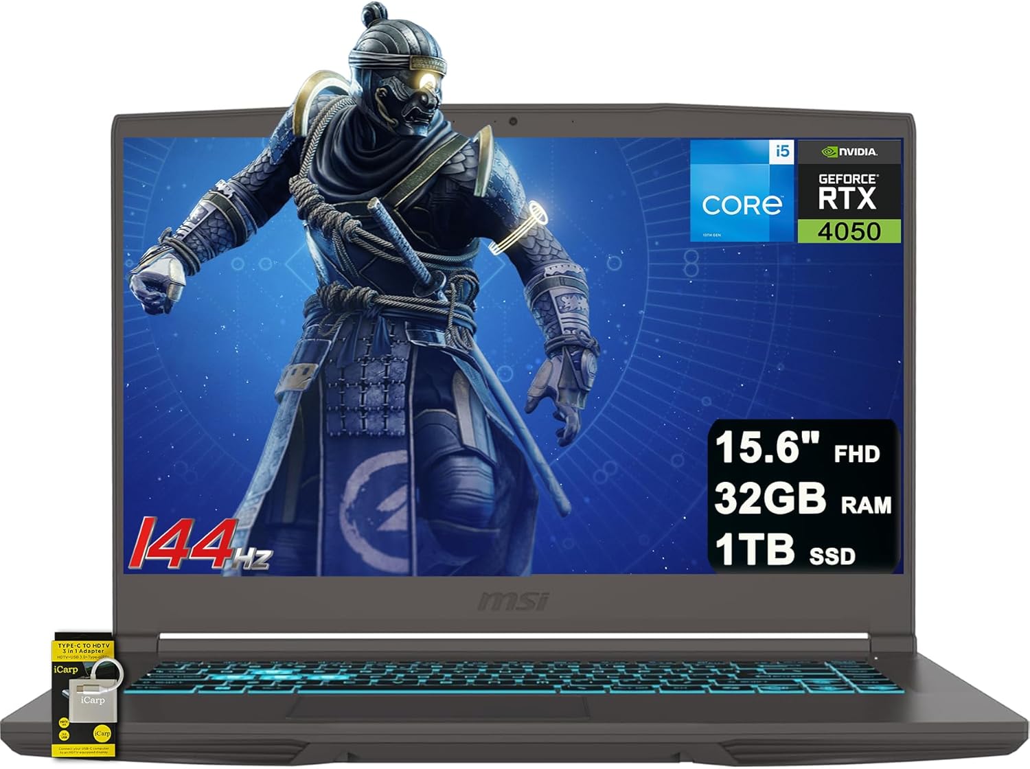 msi Thin 15 Gaming Laptop 15.6" FHD IPS 144Hz Intel Octa-core i5-13420H (Beats i7-12650H) 32GB RAM 1TB SSD GeForce RTX 4050 Backlit USB-C Wi-Fi6E Win11 ICP Hub