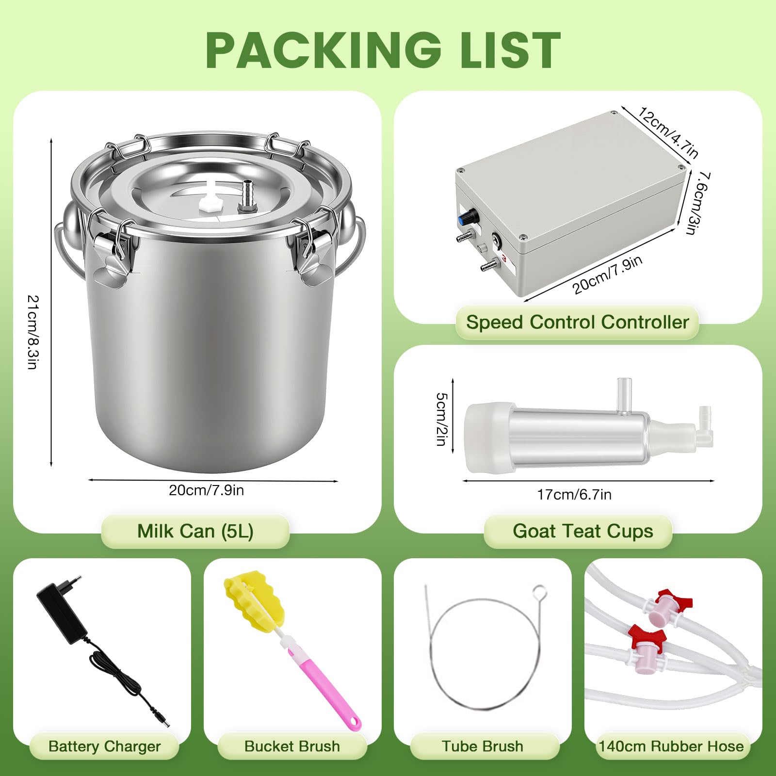 Macchina elettrica per latte di capra 5L, pompa sottovuoto, velocità regolabile, portatile