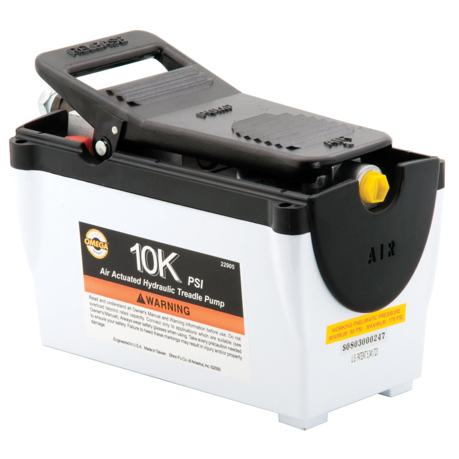 Omega 22905 Black 10,000 PSI Air Actuated Hydraulic Treadle Pump