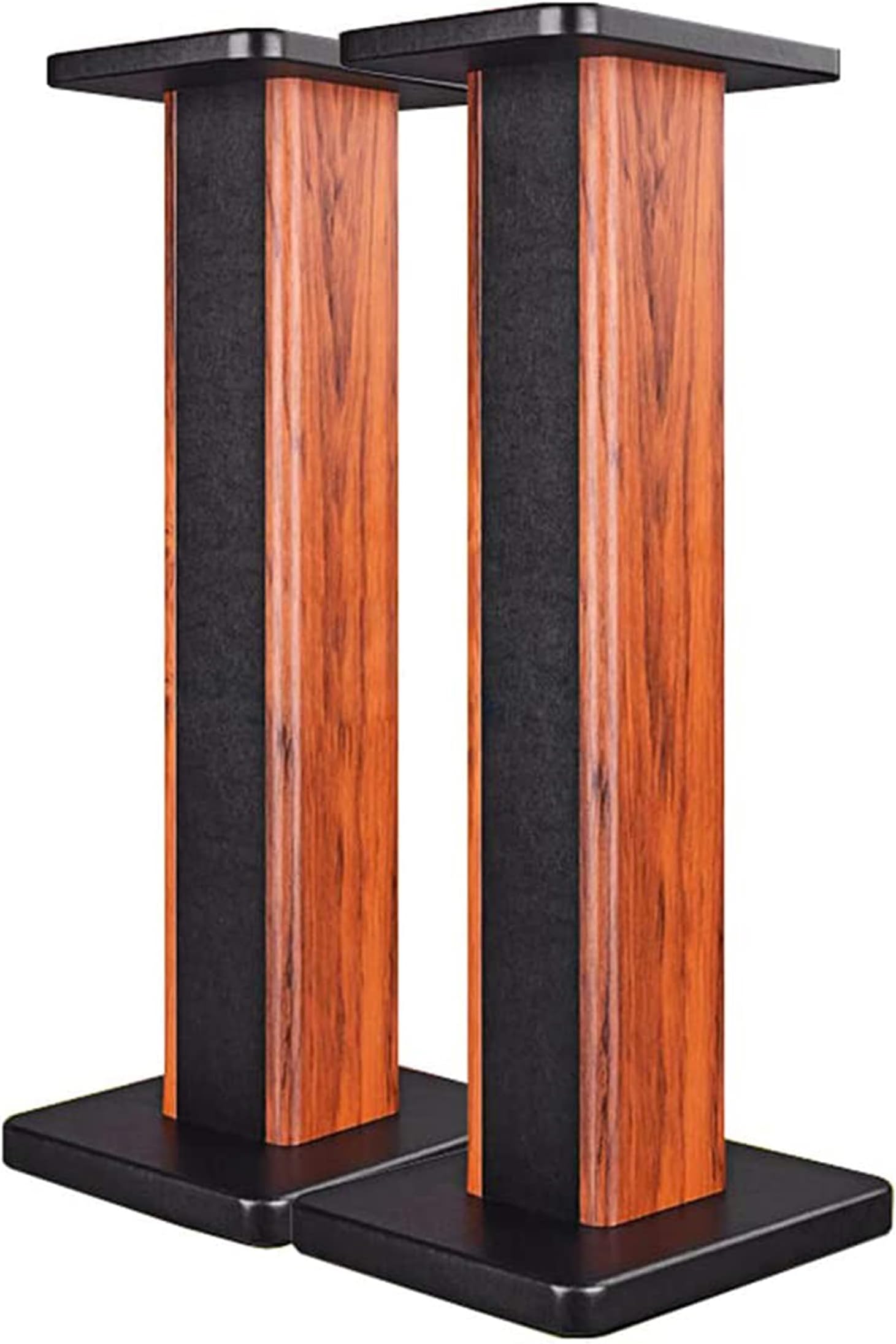 bimiti Wood Grain Speaker Stands 36 Inch Universal Floor Speaker Stand Pair Heavy Duty Hollowed Stands for Home Theater Speakers with Sand Filling Tuning Function - Pair