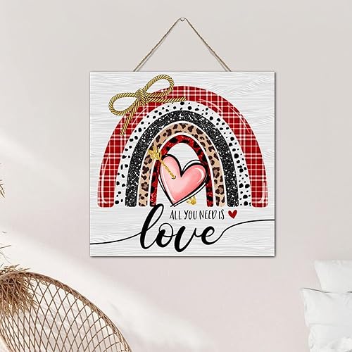 Miniatura 10 de Autravelco Letrero de madera envejecida con diseño de corazón rojo Be Mine en forma de corazón rojo vertical placa de madera 6 x 10 pulgadas Día de
