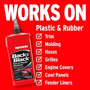 Mothers Back-to-Black Trim & Plastic Restorer, 12 oz. Removes Oxidation, Dirt & Wax Residue Restores Faded Trim & Provides Long-Lasting Protection (06112)