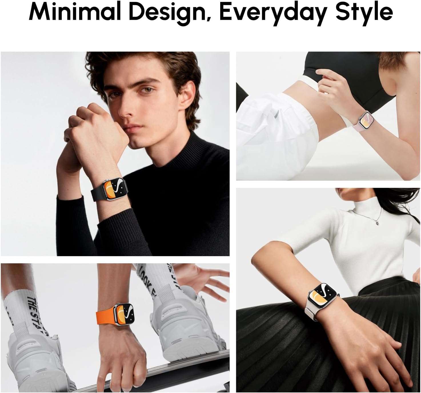 Suitisbest Magnetic Silicone Band Compatible with Apple Watch Band 49mm 46mm 45mm 44mm 42mm 41mm 40mm 38mm-Quick Snap-On, Two-Tone Design, Durable & Comfortable for iWatch Series 11 10 9 8 7 6 5 4 3 2 1 SE Ultra 3 2 1